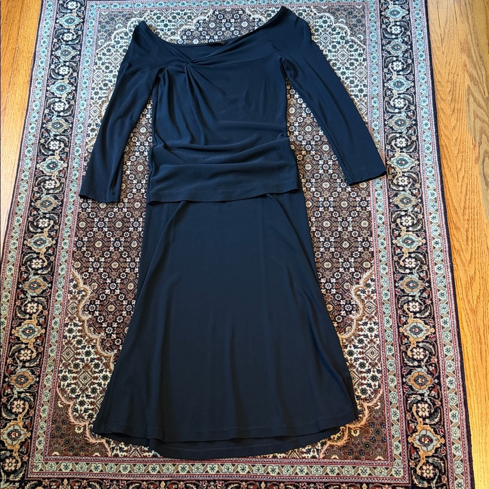 Donna Karan Black Off-Shoulder Jersey Dress